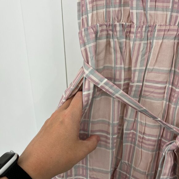 Adelyn Rae Large Pink Plaid Sleeveless Prairie Flounce Dress with Pockets - Picture 10 of 16